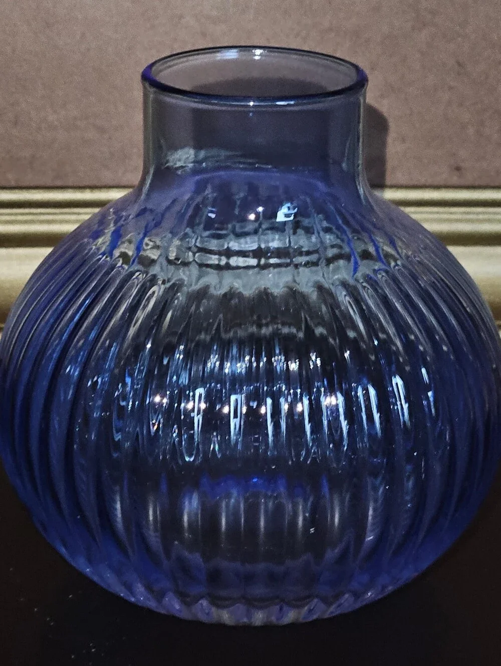 Room Essentials Blue Glass Ribbed Vase